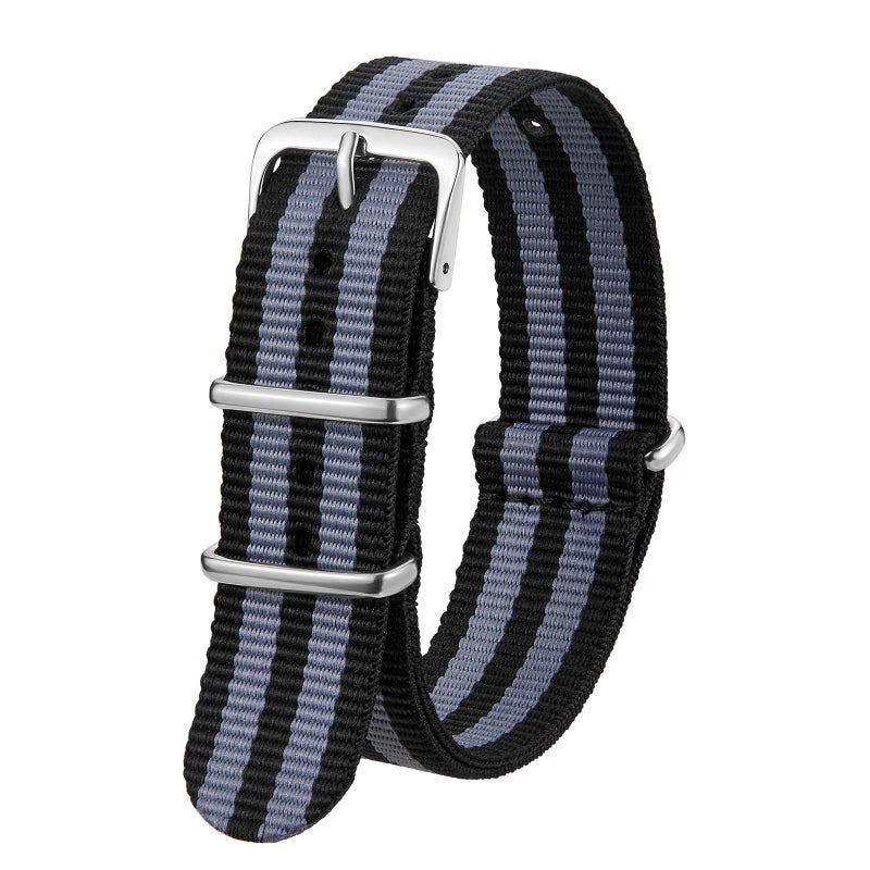 SBR Premium Watch Bands Nylon Straps for Men Women Width 18mm,20mm,22mm (18MM, Light Gray Black) - Image 1